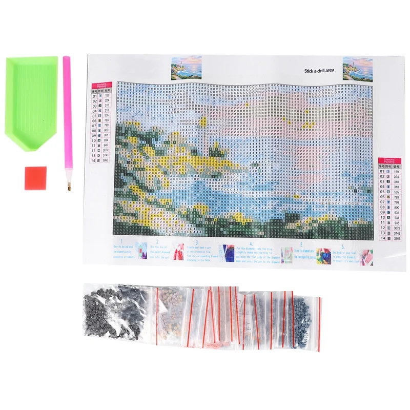 

Full Round 3D Diy Diamond Painting Cross Stitch Kits Embroidery Cross Stitch Animal Scenery Picture Home Decor Gift Style3