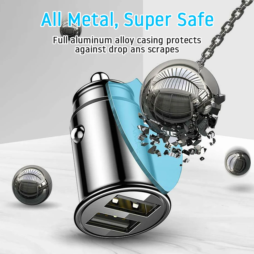 

USB Car Charger Quick Charge 12-24V 2.4A Dual Slot Universal Car-charger Adapter for Mobile Phone Charging USB Car Lighter
