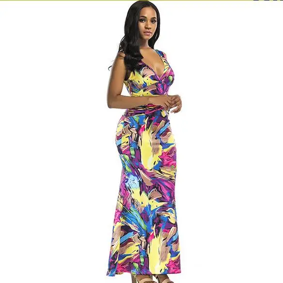 Женское летнее винтажное длинное платье с тропическим цветочным принтом 2020