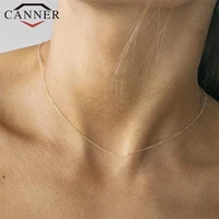 gold chain necklace for women 18 inch 925 sterling silver clavicle bare chain gold color chokers necklace fashion jewelry