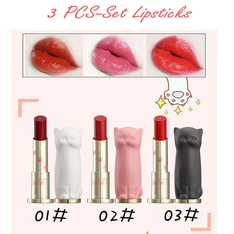 Набор губной помады для макияжа с изображением кота из мультфильма матовая