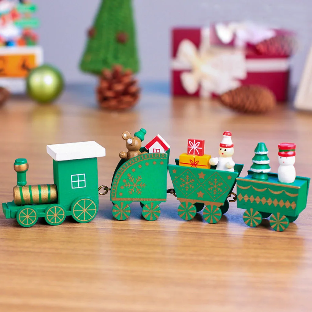 Новые маленькие рождественские украшения для поезда деревянные рождественской