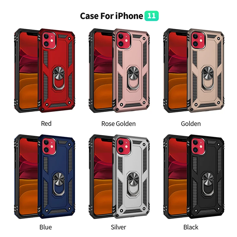 Чехол с магнитным кольцом держателем для iPhone 12 11 Pro Max XS XR X SE 2020 6 6S 7 8 Plus 7|Бамперы| |