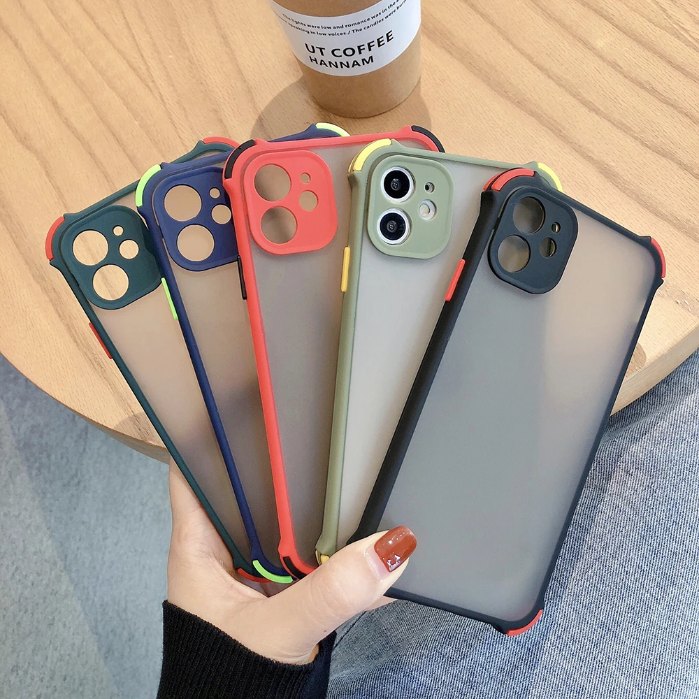 

4Corners Strengthening Skin Feeling Scrub Case For iPhone 12 11 Pro Max mini XS Max XR X 7 8 Plus Precision Hole CASE Cover