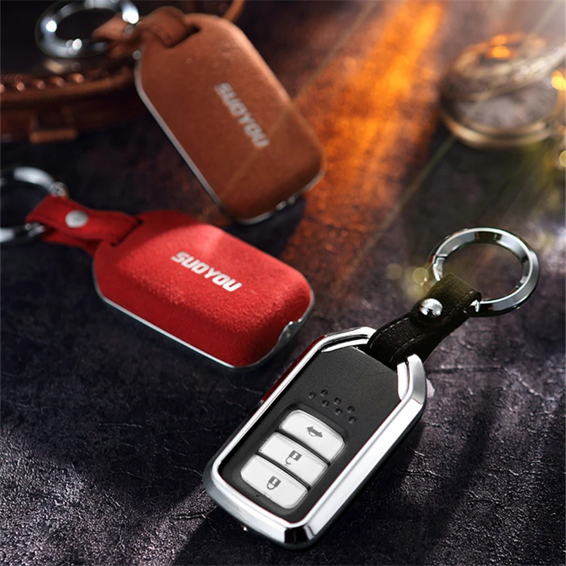 Цинковый сплав с отделкой мехом из замши Цвет автомобиль смарт ключ чехол КРЫШКА