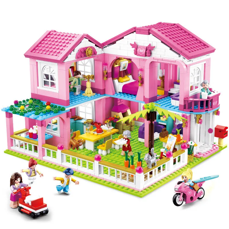 1 set No Box Sluban 0721 серия Розовая мечта сад вилла лодка фигурки DIY строительные блоки кирпичи Enligten игрушка для детей девочек подарок на день рождения - Цвет: 1 set No Box