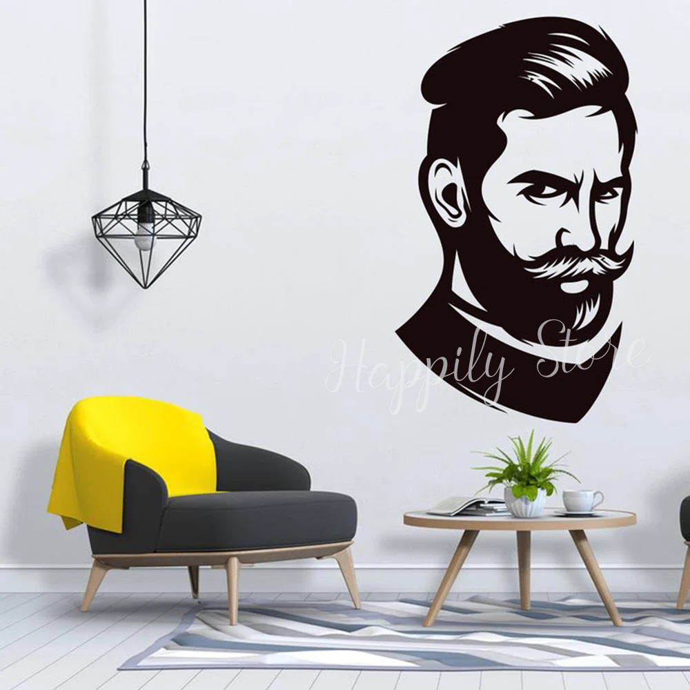 

Gentlemen’s Man Salon Vinyl Wall Decal Haircut Styling Style Beard Face Hipster Shave Barber Shop Wall Decal Room Decor P620