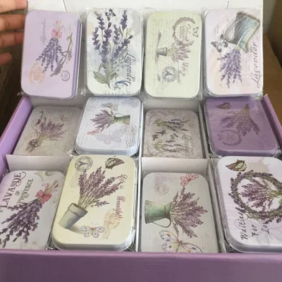Lavender Random 1 шт. винтажная Цветочная Печать Мини жестяная коробка для ювелирных изделий Свадебная подарочная металлическая коробка с декоративными конфетами коробки для хранения подарок для дома - Цвет: Lavender Random