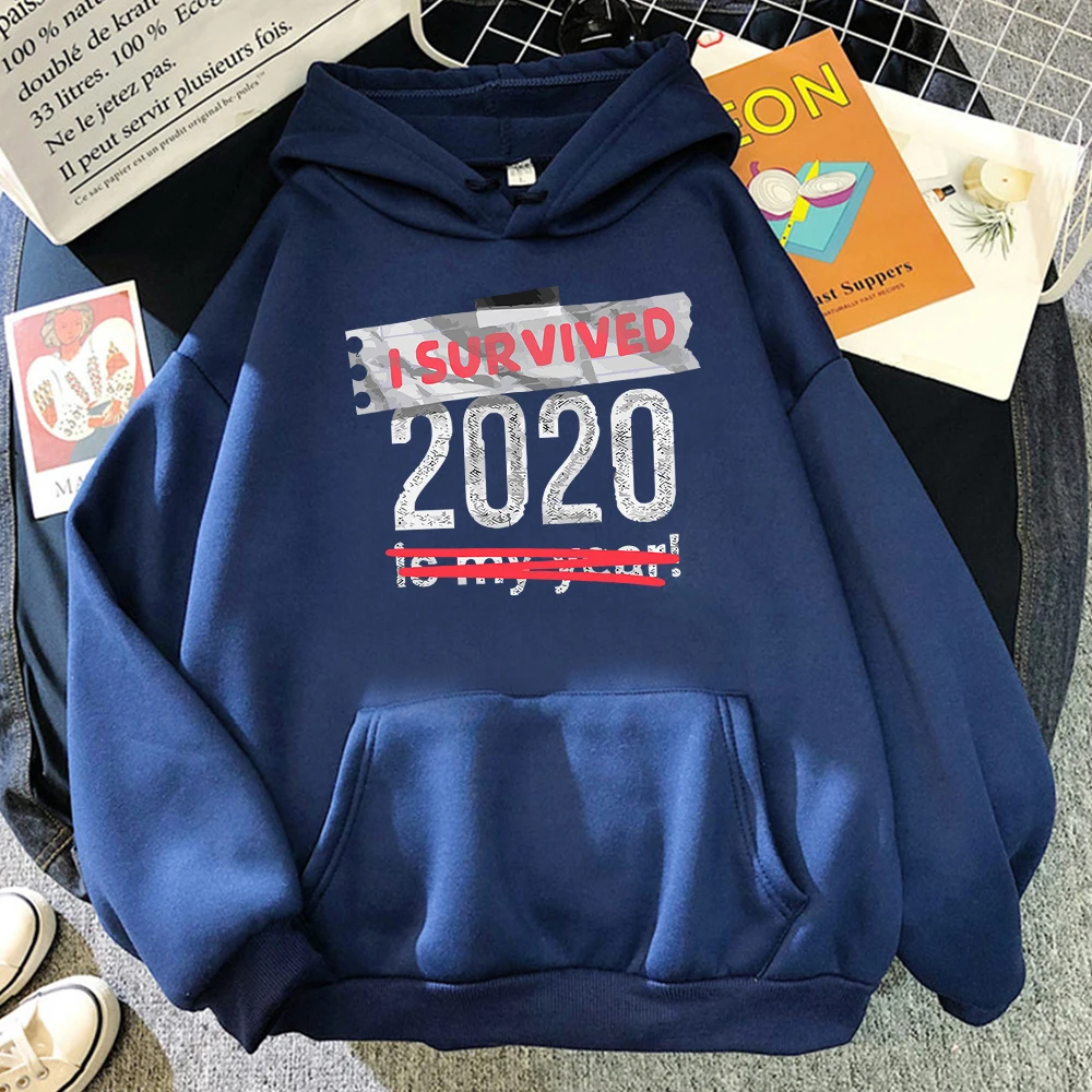 

Harajuku Style Men Hoodie Text I Survived 2020 Men's Hoodies Fashion Street Men's Sweatshirt Fun Men's Shirt Fashion Clothing
