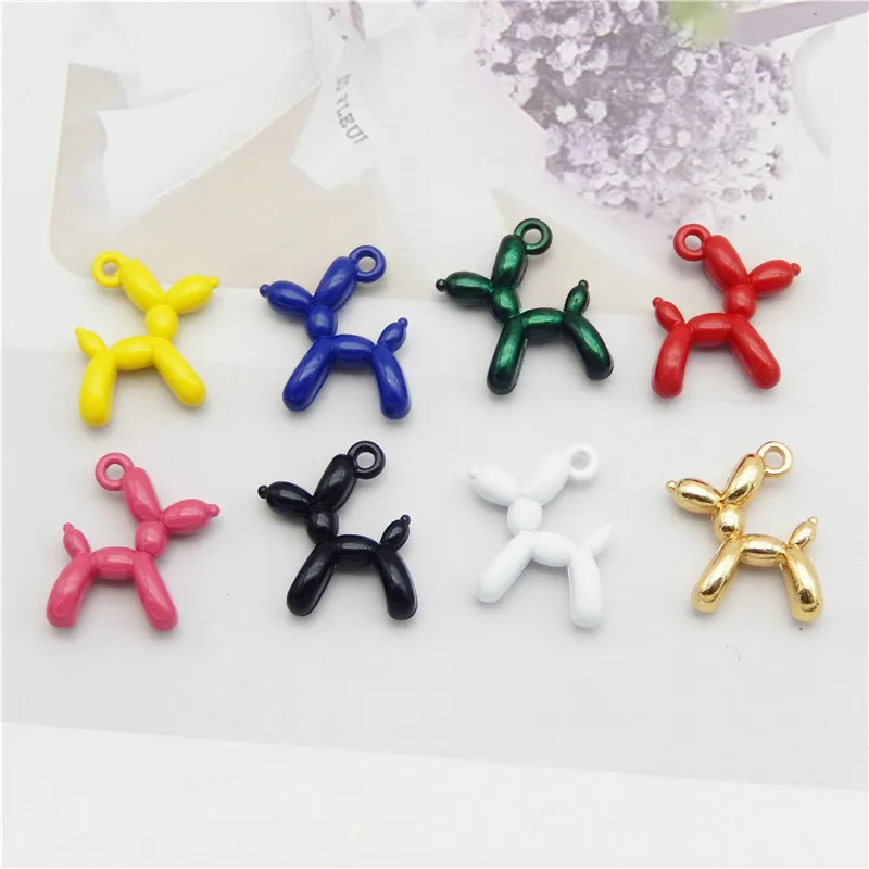 

8PCS Alloy Enamel Balloon Dog Charms Spray-painted Animal Mixed Colors Pendant Necklace Bracelet DIY Jewelry Findings Accessory