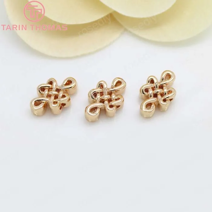 Латунные китайские бусины-узелки с покрытием 24-каратным золотом 7 х11 мм 6 шт. |