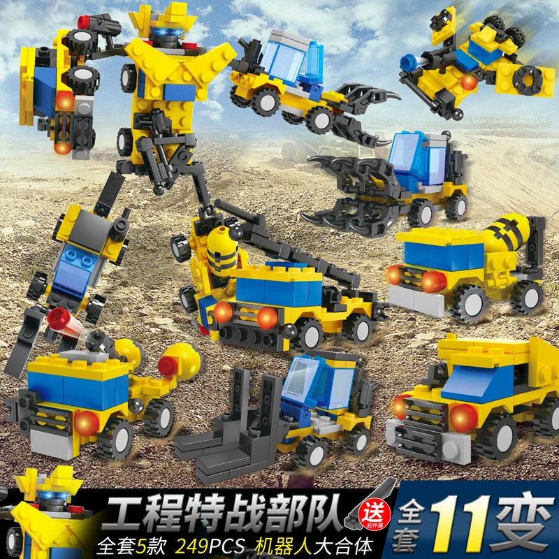 

City Police Station 4 IN 1 Building Blocks Legoing Military SWAT WW2 Helicopter Car Team Bricks Educational Toys For Kids