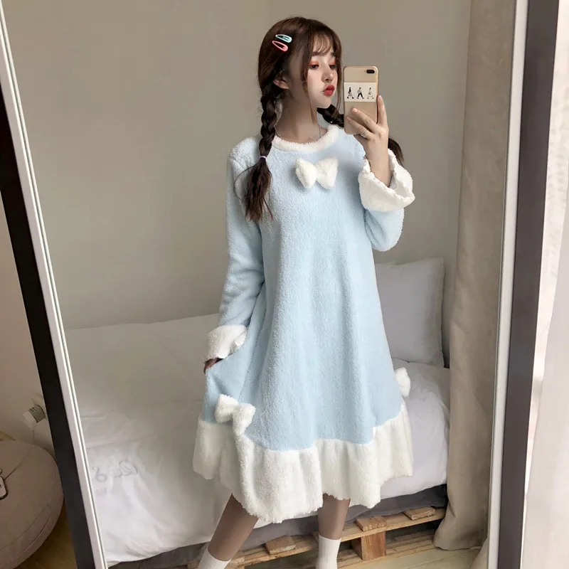 Женский халат для сна в Корейском стиле милая плюшевая Пижама принцессы плотная