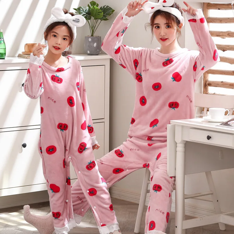 Сочетающиеся рождественские пижамы фланелевые с принтом для семьи мамы дочери