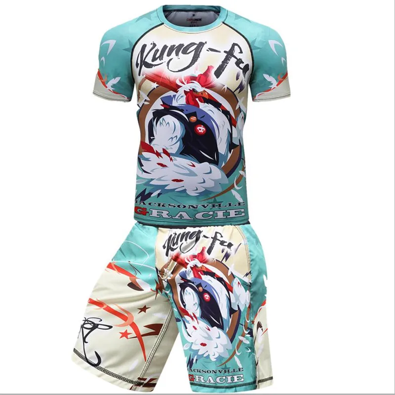 Мужские боксерские футболки + брюки шорты Муай Тай комплекты для ММА Rashguard