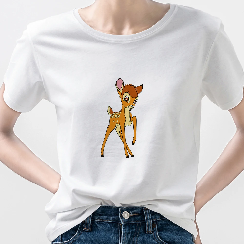 90s Vintage Harajuku Bambi Disney T-shirts Hand Painted Style Graphic Aesthetic Women's Tee Shirt Short Sleeve Loose O-Neck Tops images - 6