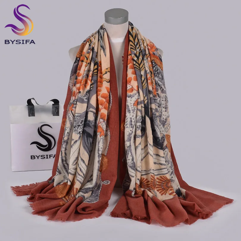 Женский шарф из натуральной шерсти [BYSIFA] красный пашмины высшего качества 100% ной