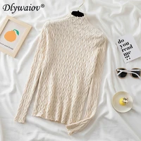 slim hollow sweater pullover sweater women 2022 new solid sweater casual ladies tops jumper fashion half turtleneck pull femme