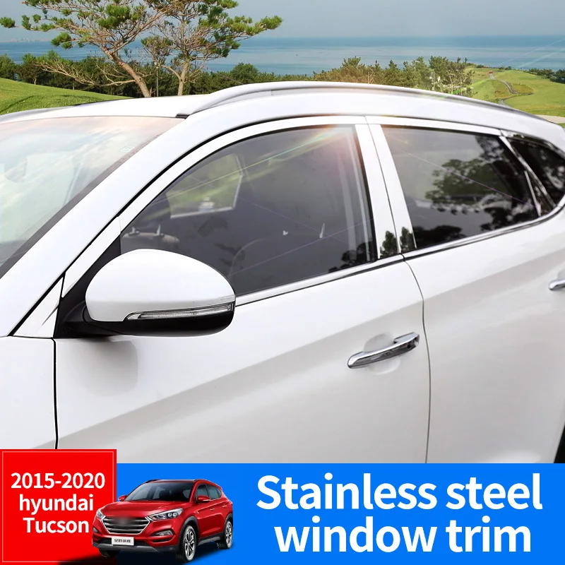 

Car Window Middle Center Pillar Decorative For Hyundai Tucson TL 2015-2020 Exterior Stainless Steel Trim Styling Accessories