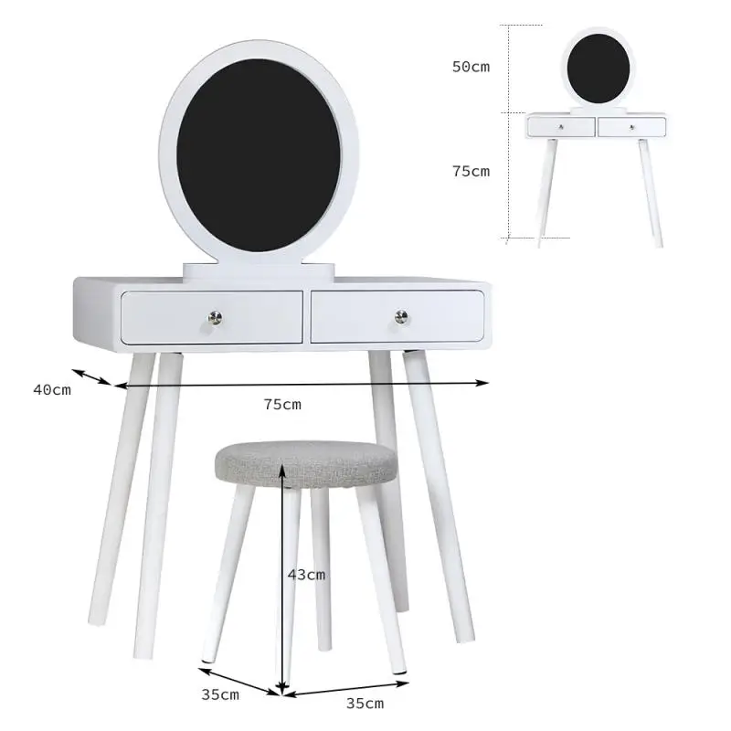 

Minimalist Modern Dressers For Bedroom Mirror Make-up Furniture With 2 Drawer Multi-purpose Bedroom Furniture Dresser HWC