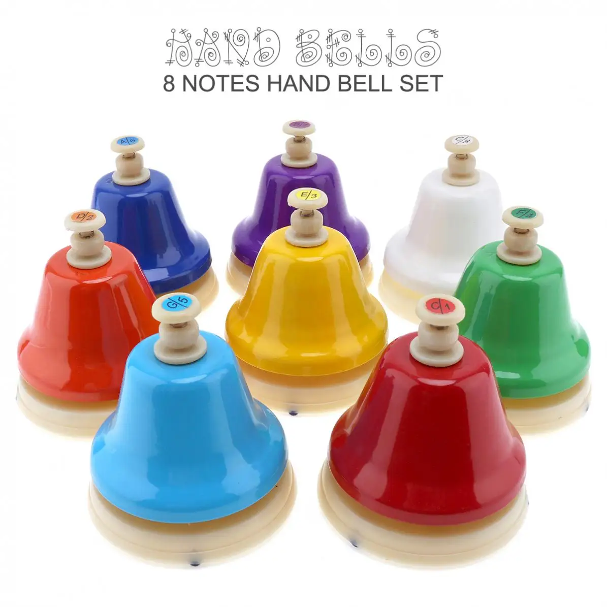 

8pcs Colorful Hand Bell Set 8 Note tones Kids Hand Bells Instrument Musical Toy for Children Baby Early Education