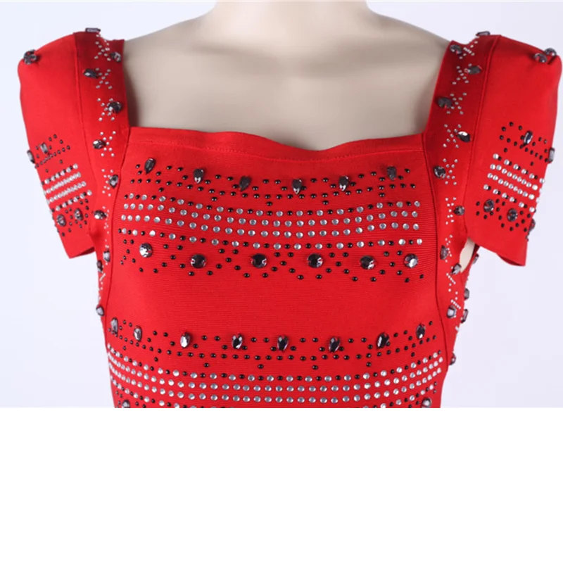 Женское Бандажное платье ручной работы летнее с коротким рукавом украшенное