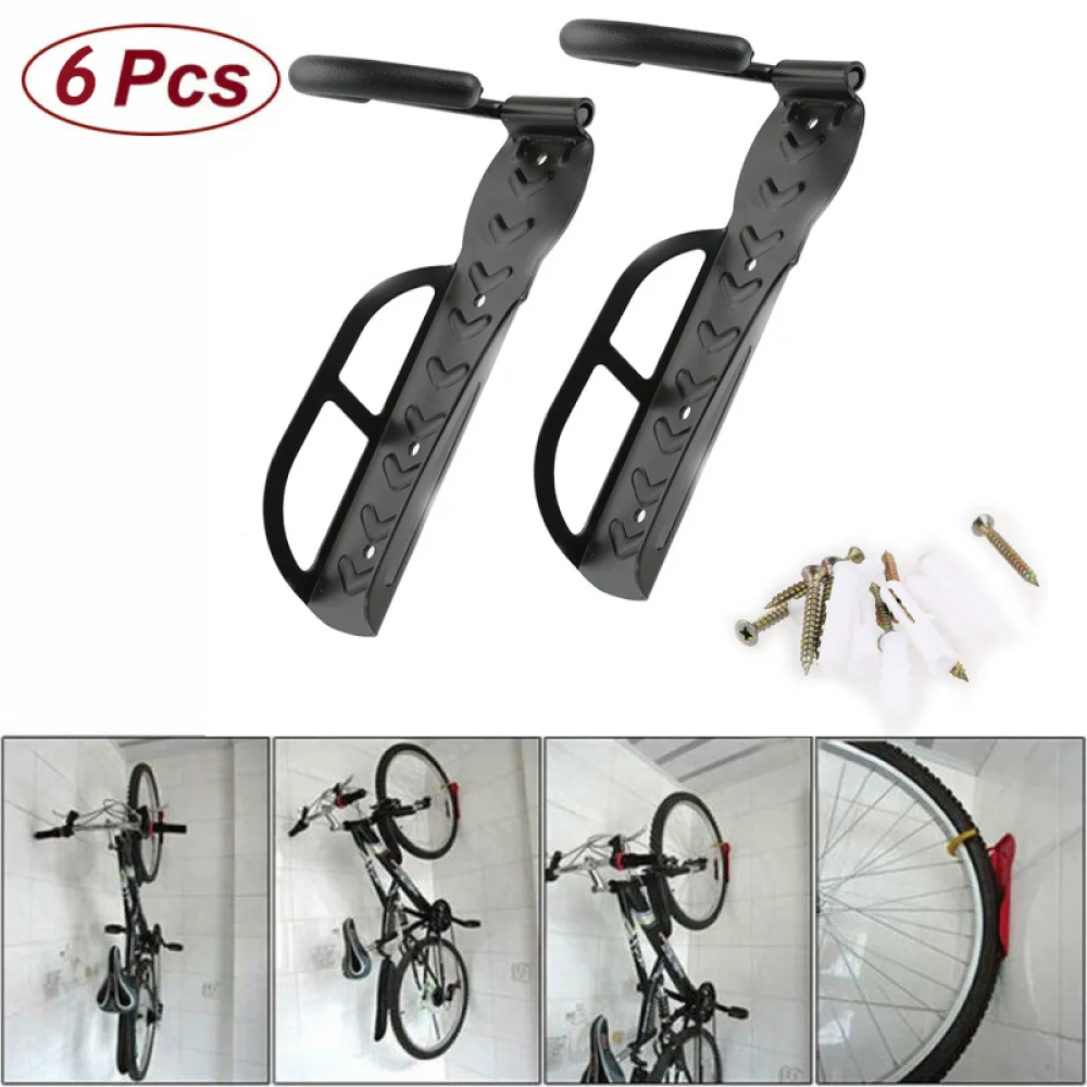 

2pcs Durable Wall Mounted Bike Hangers Hooks Storage Racks (Black)