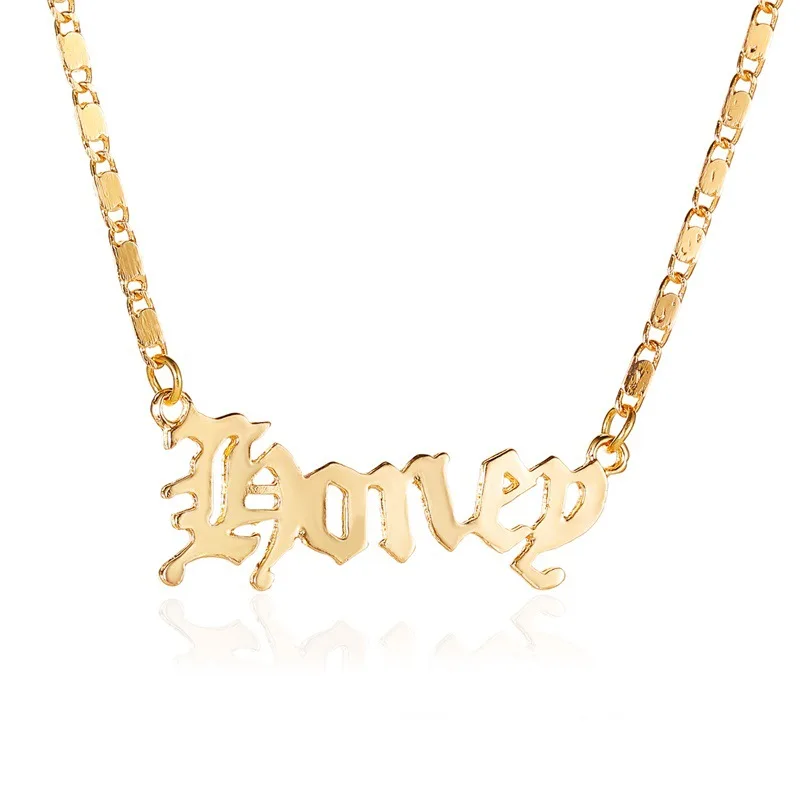 Old English Letter Pendant Necklace Angel Babygirl Font Short Clavicle Chain Sexy Lady Choker Decor Jewelry | Украшения и