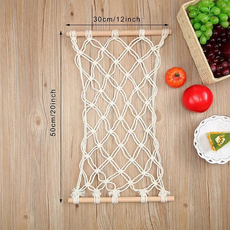 

Macrame Fruit Hammock Under Cabinet Storage Fruits Net Boho Vegetable Baskets 85DB