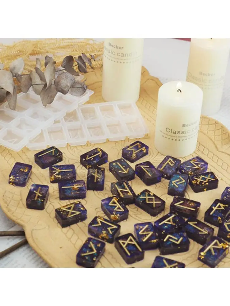 

Viking Rune Stones Witch Resin Mold Kit with Engraved Elder Futhark Alphabet