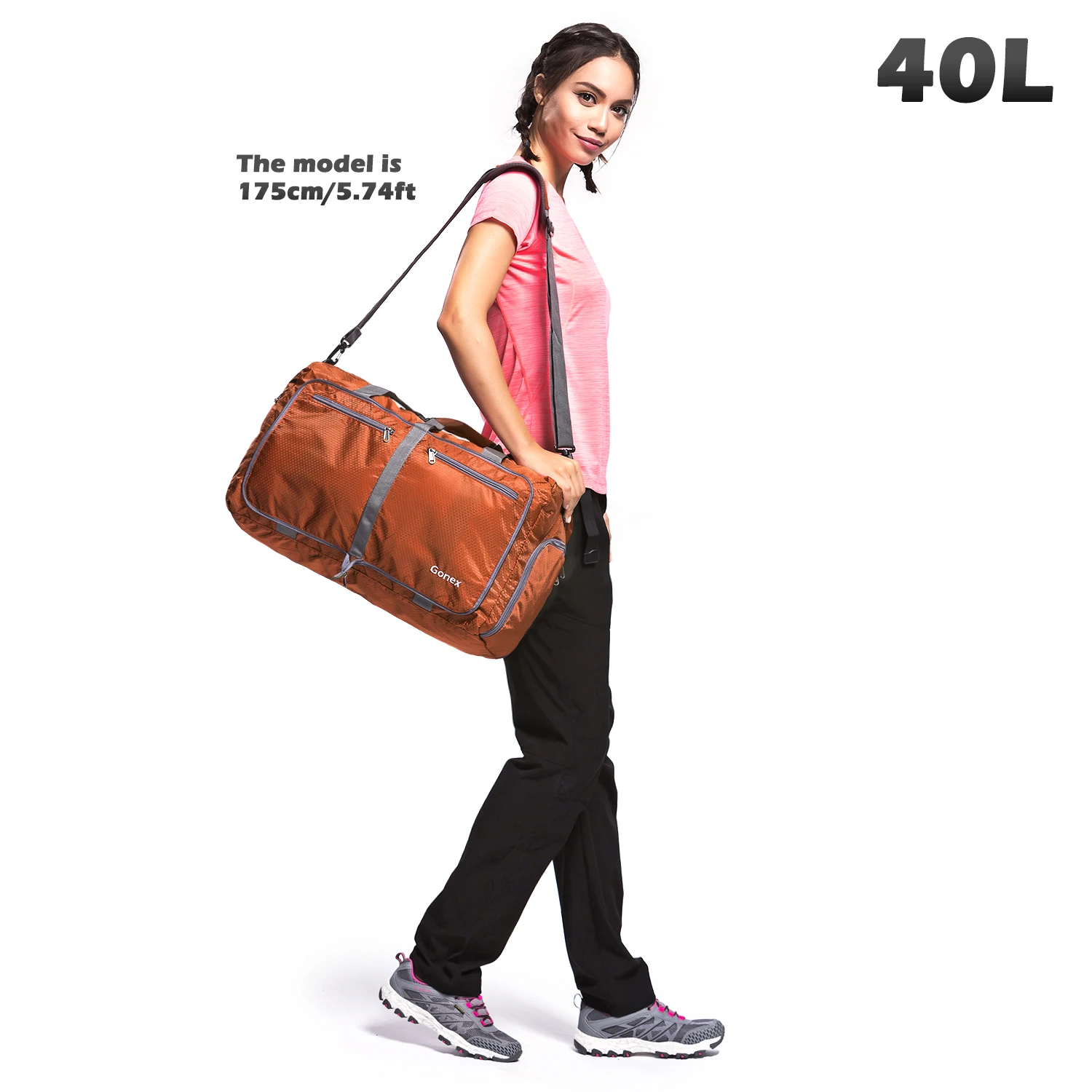 Orange Gonex 40L дорожная сумка для багажа для мужчин и женщин 210d нейлон дорожные сумки складные Сверхлегкая сумка для отдыха деловой поездки - Цвет: Orange