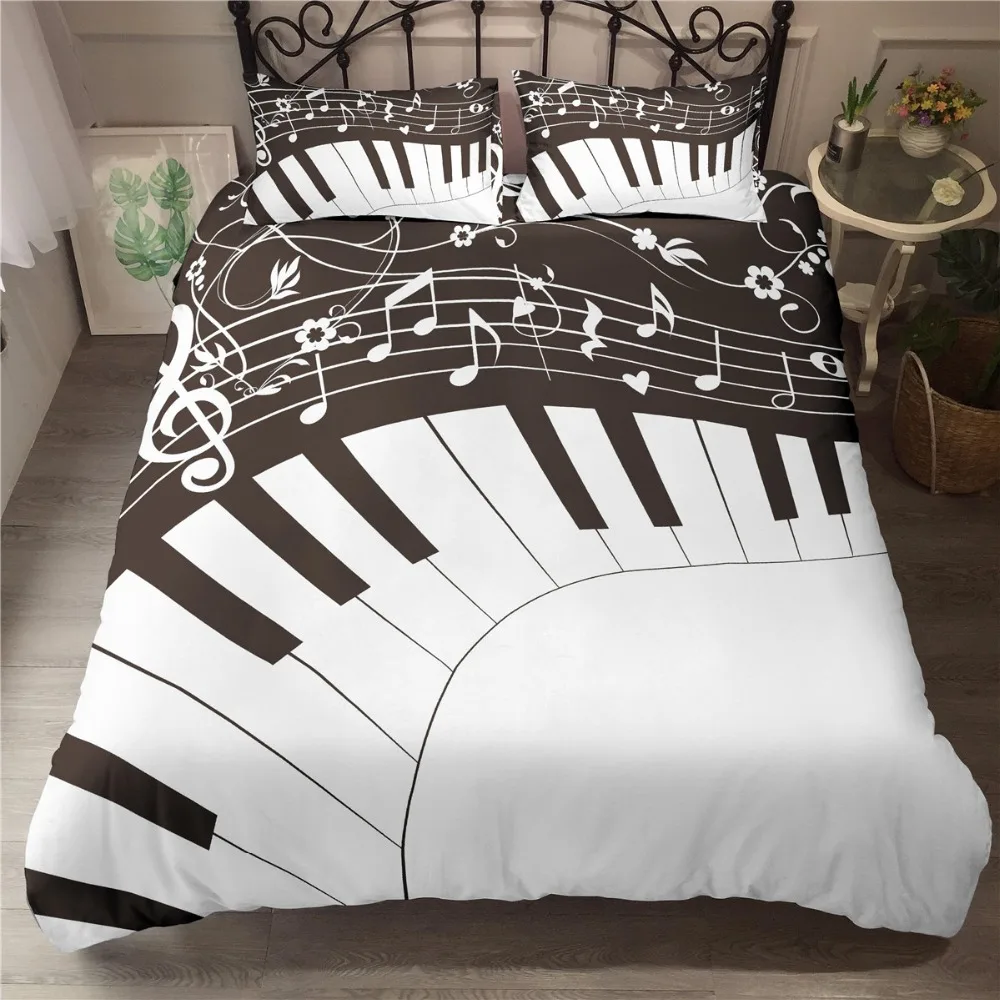 

oentyo Music Note 3D Printed Duvet Cover Set Bedding Set Beating Comforter Cover Kids Adult Bedding Set for Winter US/EU/AU Size