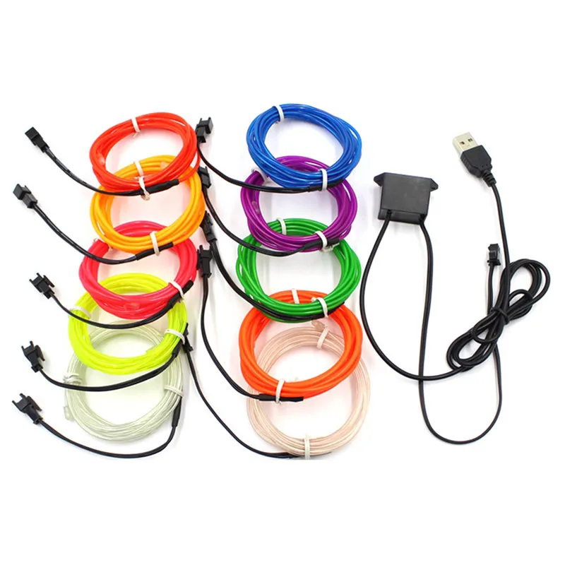 2 м 3M 5 вечерние декоративные гибкий неоновый светильник светящийся EL Wire Rope лента