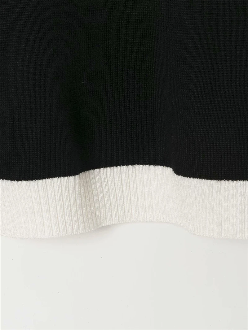 

2021 Elegant Women Turn Down Collar Mini Dresses Fashion Ladies Patchwork Knitted Dress Sweet Female Chic Striped Slim Vestidos