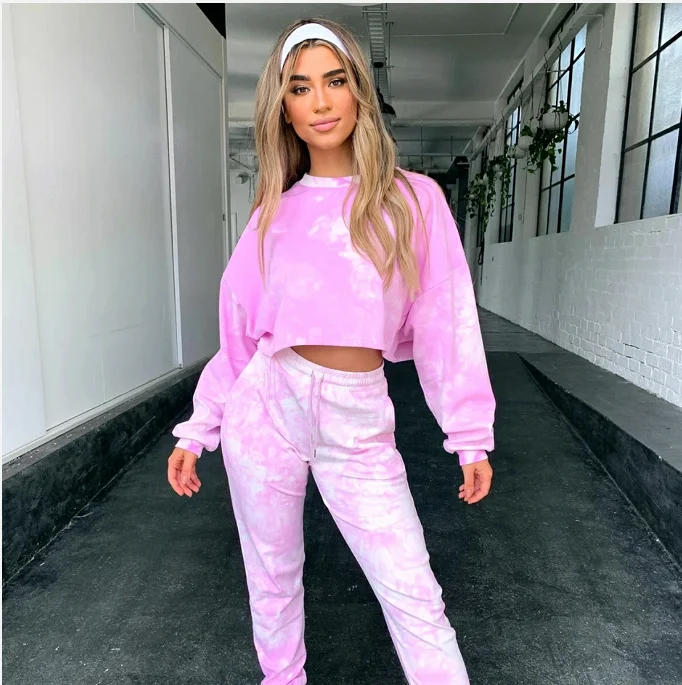 Женская домашняя одежда из двух предметов Модный пуловер с длинными рукавами и