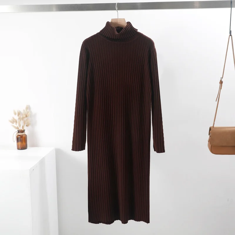Платье Свитер женское длинное с отложным воротником на осень/зиму|Женские