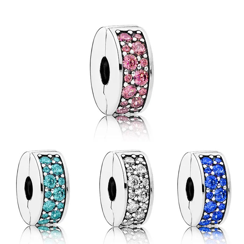 

The New White and Pink Transparent Safety Plug Austrian Crystal Spacer Clip Bead Fittings Fit The Original Flat Bracelet