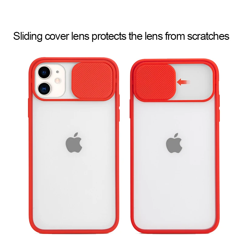 For iPhone 11 Pro Max Sliding Cover Protection Lens Transparent Phone Case SE (2020) XR XS MAX 6 6S 7 8 Plus |