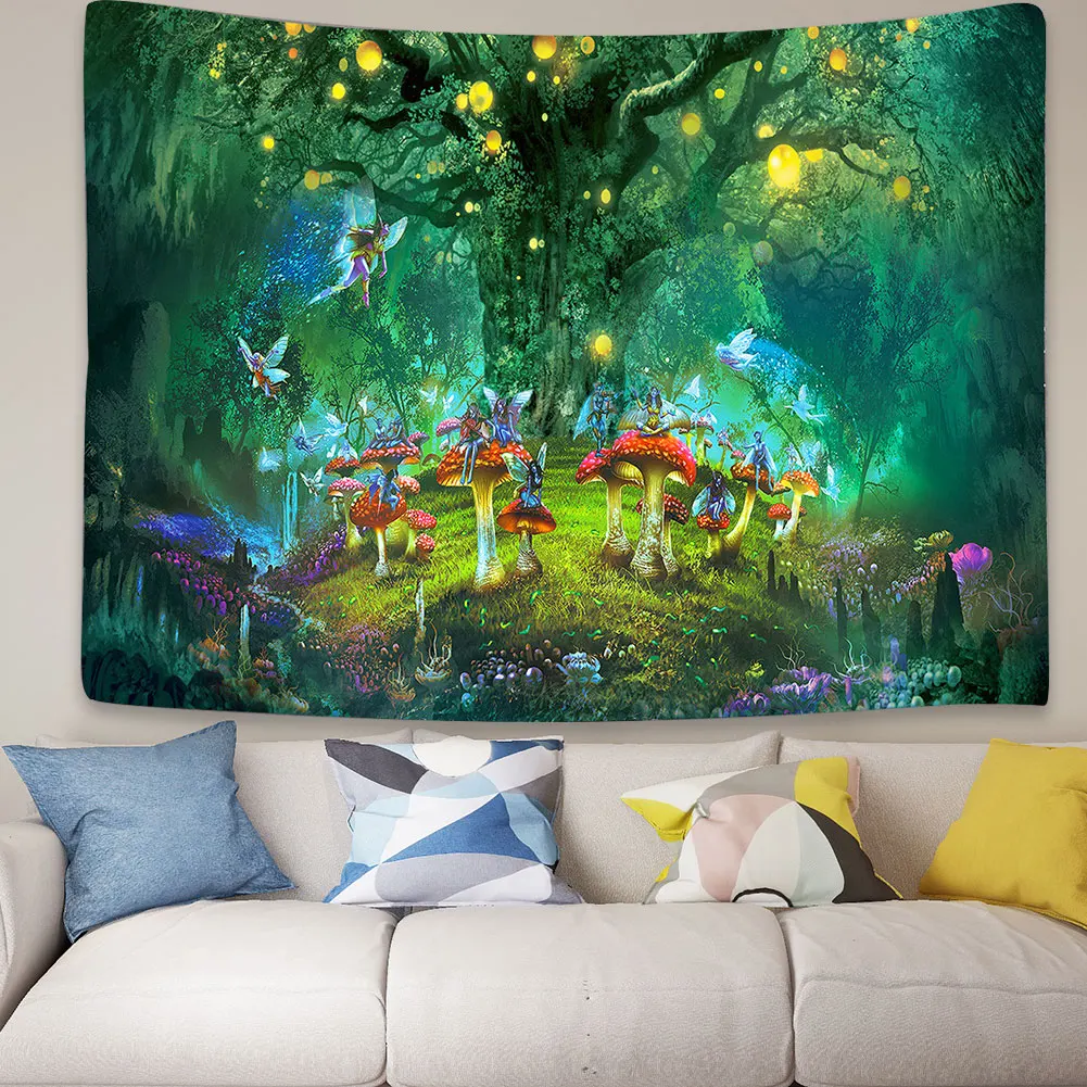 

Гобелен с рисунком грибов из древесины жизни, полиэстеровое покрывало, ковры, поделки, походная палатка, матрас, коврик для сна, Декор
