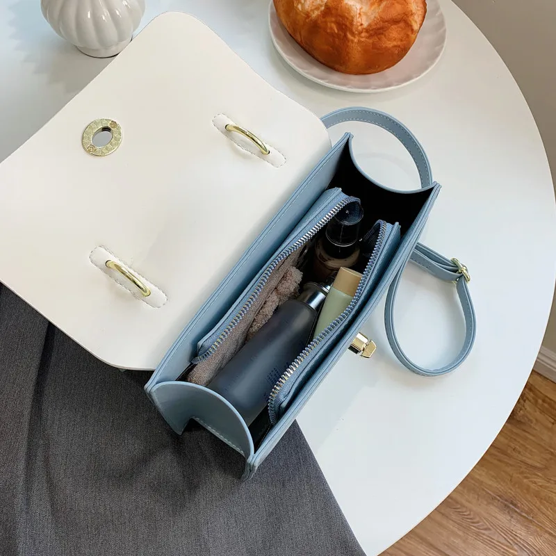 

Small Flap Crossbody Bags for Women Elegant Hit Color Tote Bag Luxury Brand Messenger Bag Lady High Quality Leather Shoulder Bag
