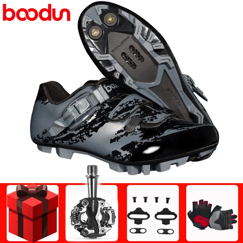 

BOODUN Cycling Shoes Sapatilha Ciclismo Mtb Add SPD Set Pedal Men Breathable Bike Shoes Bicycle Self-Locking Athletic Shoes