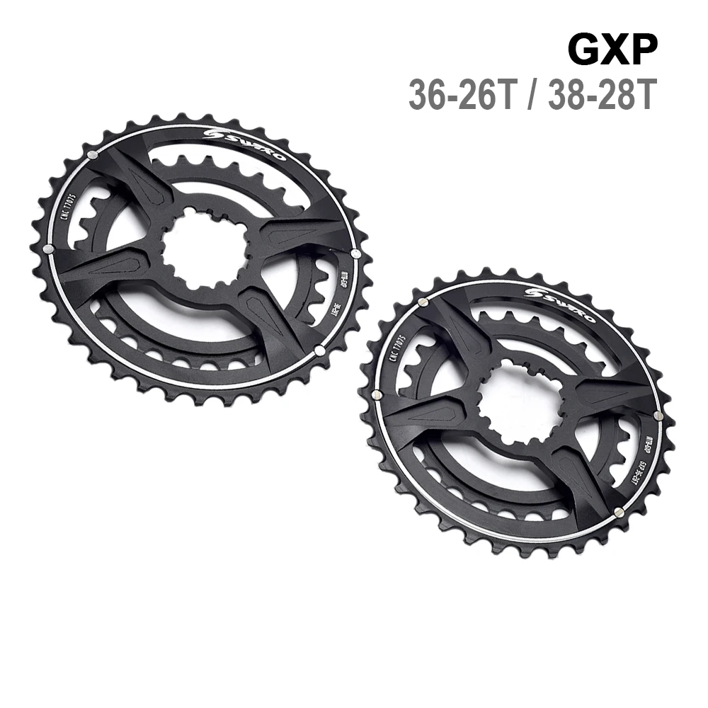

Racing Bicycle Chainwheel Plate 7-12 Speed AL 7075 Aluminum Alloy GXP Road Bike Chainring Double 38-28T 36-26T