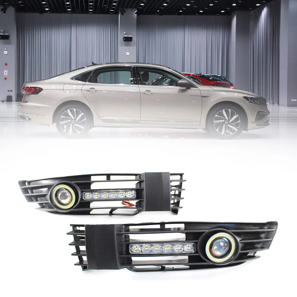 

LED Front Pumper Grill Lights Projector For VW Passat B5.5 2001-2005 LED Daytime Running Lights 2Pcs Car Fog Light With DRL Kit
