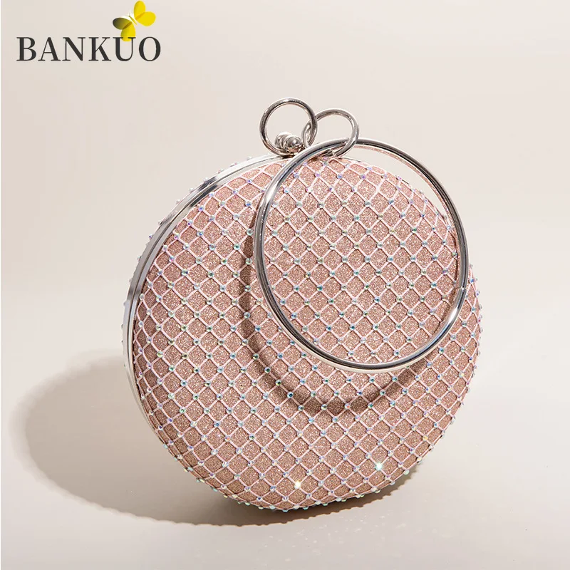 

BANKUO Womens Evening BagRound Champagne Diamond Female Clutches Bags Rhinestone Sequined Bag Women Clutch Purse Bags A463