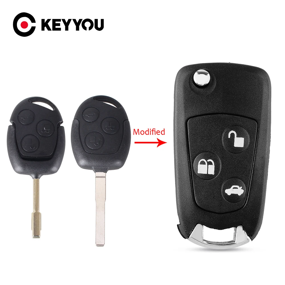 Новый неразрезанный ключ KEYYOU с 3 кнопками модифицированный складной пульт