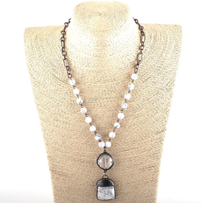 Женское колье чокер с подвеской ожерелье из натурального полудрагоценного камня