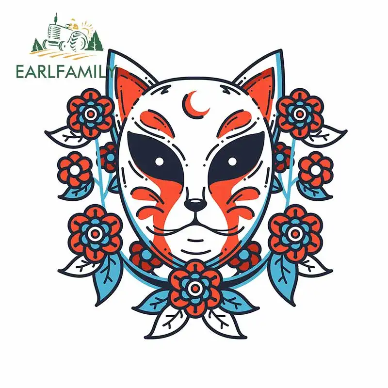 EARLFAMILY 13 см x 12 7 для японского Neko кошка маска цветок автомобильные наклейки
