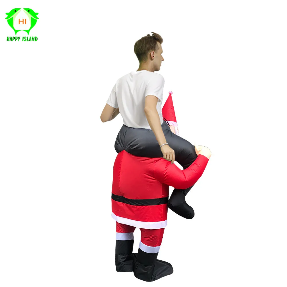 Взрослые красный Санта Клаус Рождественский надувной костюм для