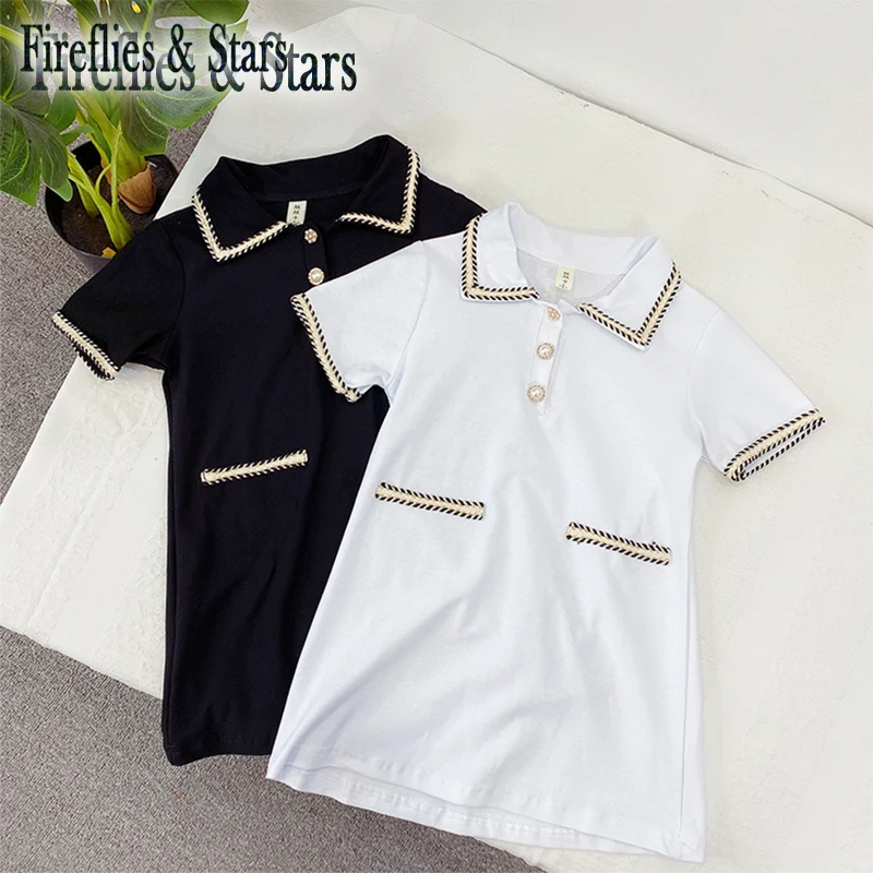 Summer girls dress baby kids vestidos children brand clothes fashion turn down collar single button striped 4 to 14 yrs | Детская одежда