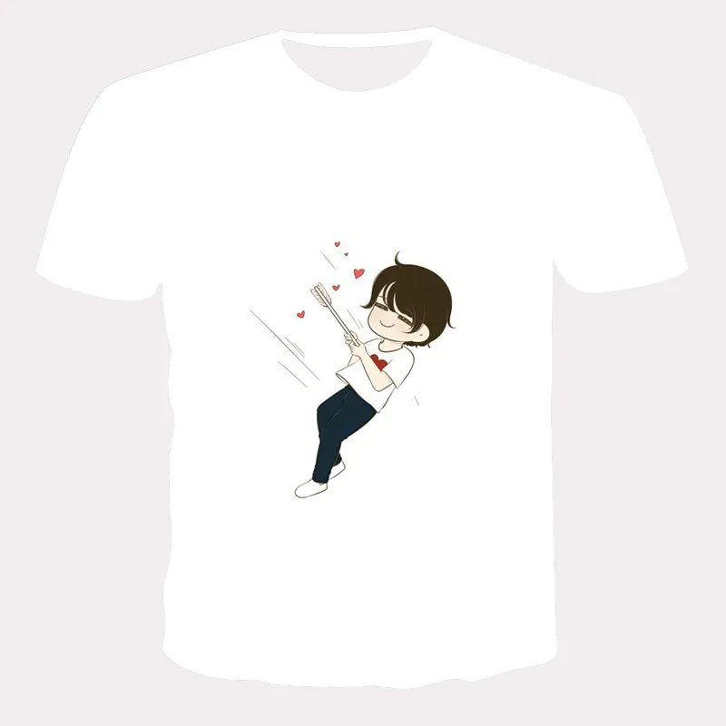 

2020 New 3D Print O-Neck T-Shirt Short Sleeve White Black T-shirt For Men Women Casual Love T-shirt Summer Fashion Couple Suit